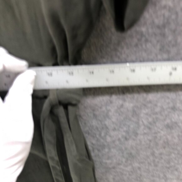 H&M Wide Leg Utility Jumpsuit Womens 6 Army Green Tie Waist Short Sleeve - Picture 8 of 11